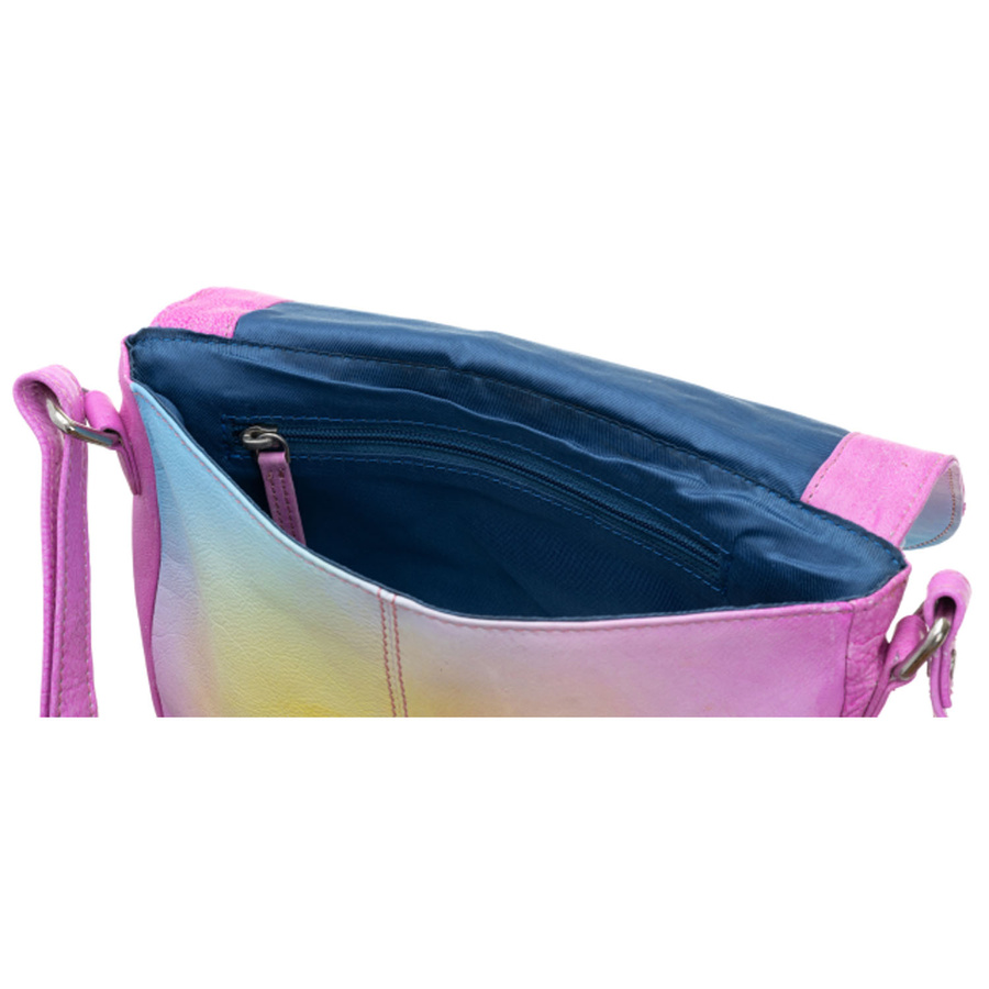 Damenhandtasche aus Echtleder mit handbemaltem Muster, verschließbar mit Magnet – Bild 4
