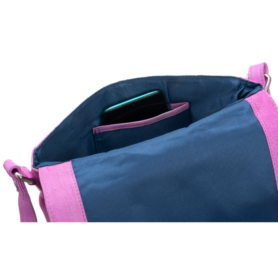 Damenhandtasche aus Echtleder mit handbemaltem Muster, verschließbar mit Magnet – Bild 5