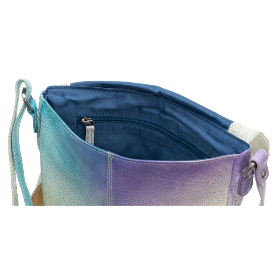 Handtasche aus Echtleder mit handbemaltem Muster, verschließbar mit Magnetverschluss – Bild 4