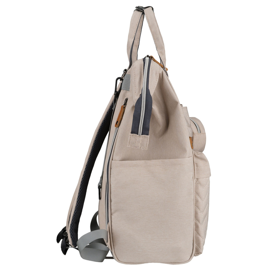 Praktischer, beiger Rucksack für die Mutter aus Polyester, mit Reißverschluss - Peterson – Bild 5
