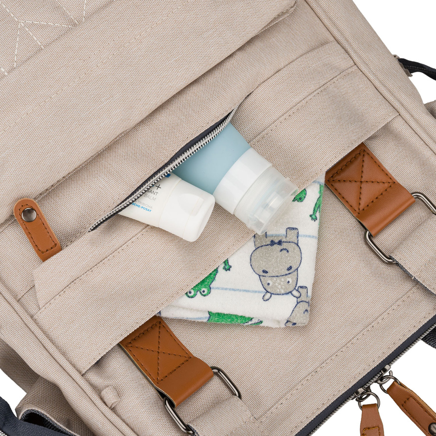 Praktischer, beiger Rucksack für die Mutter aus Polyester, mit Reißverschluss - Peterson – Bild 13