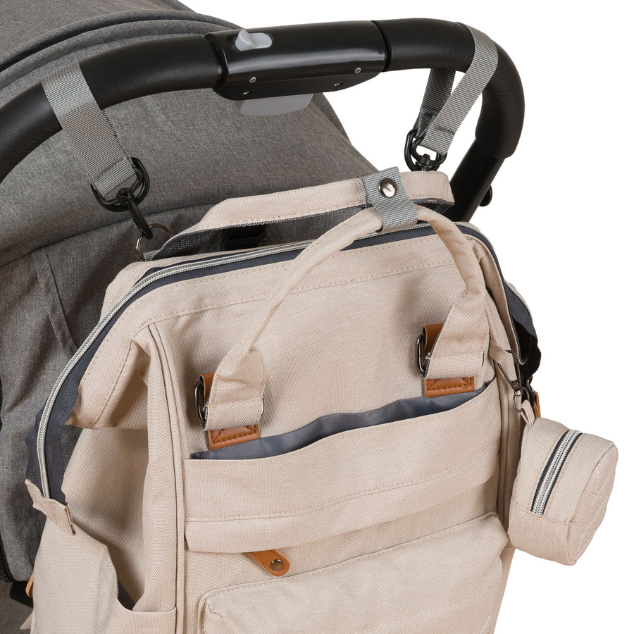 Praktischer, beiger Rucksack für die Mutter aus Polyester, mit Reißverschluss - Peterson – Bild 8