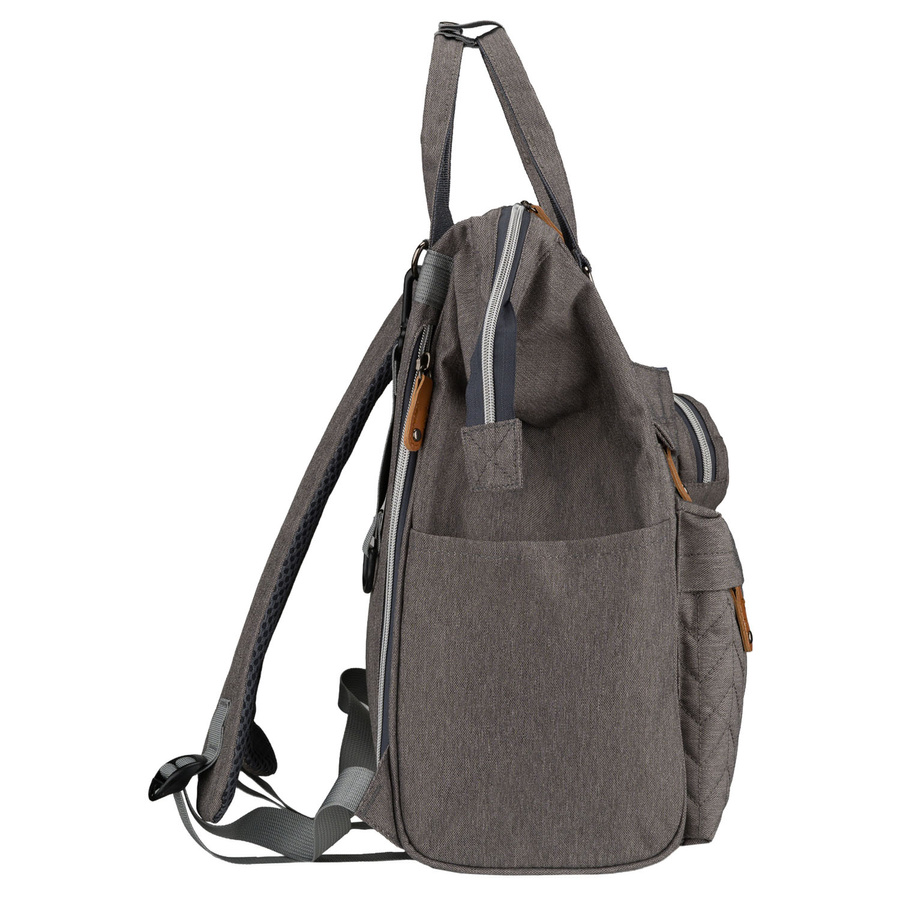 Grauer Rucksack für Mama aus Polyester, mit Reißverschluss, zweiteilig - Peterson – Bild 5