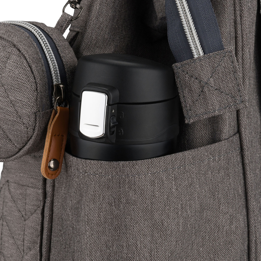 Grauer Rucksack für Mama aus Polyester, mit Reißverschluss, zweiteilig - Peterson – Bild 19
