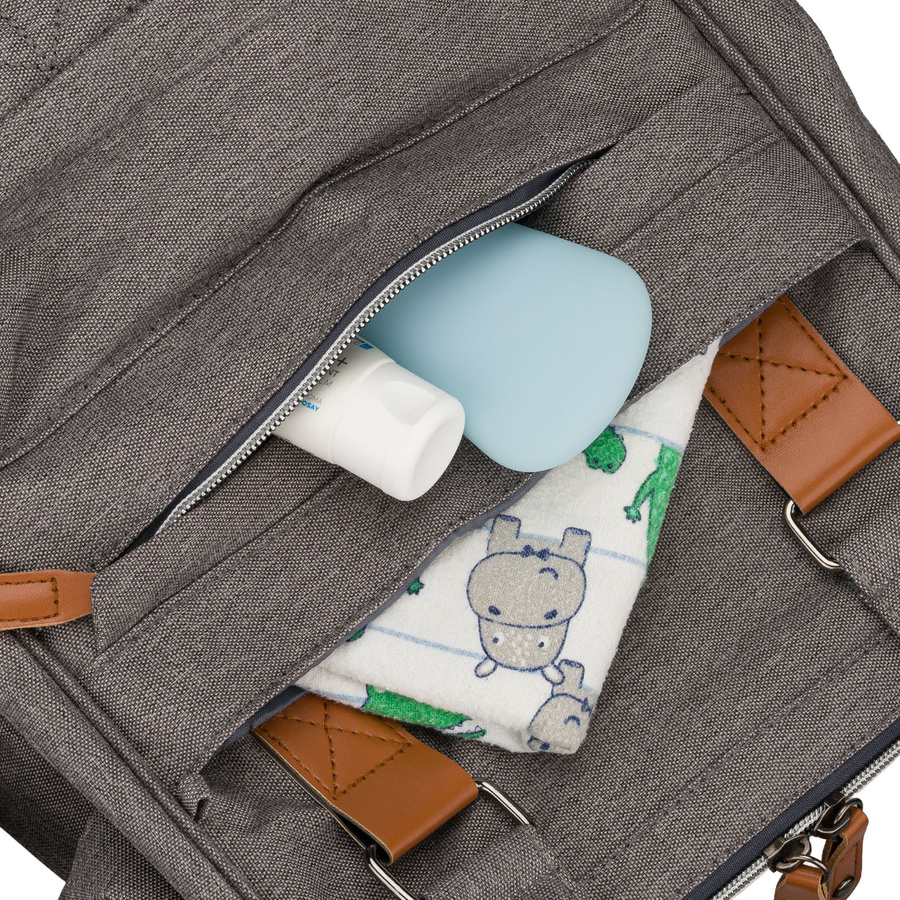 Grauer Rucksack für Mama aus Polyester, mit Reißverschluss, zweiteilig - Peterson – Bild 13
