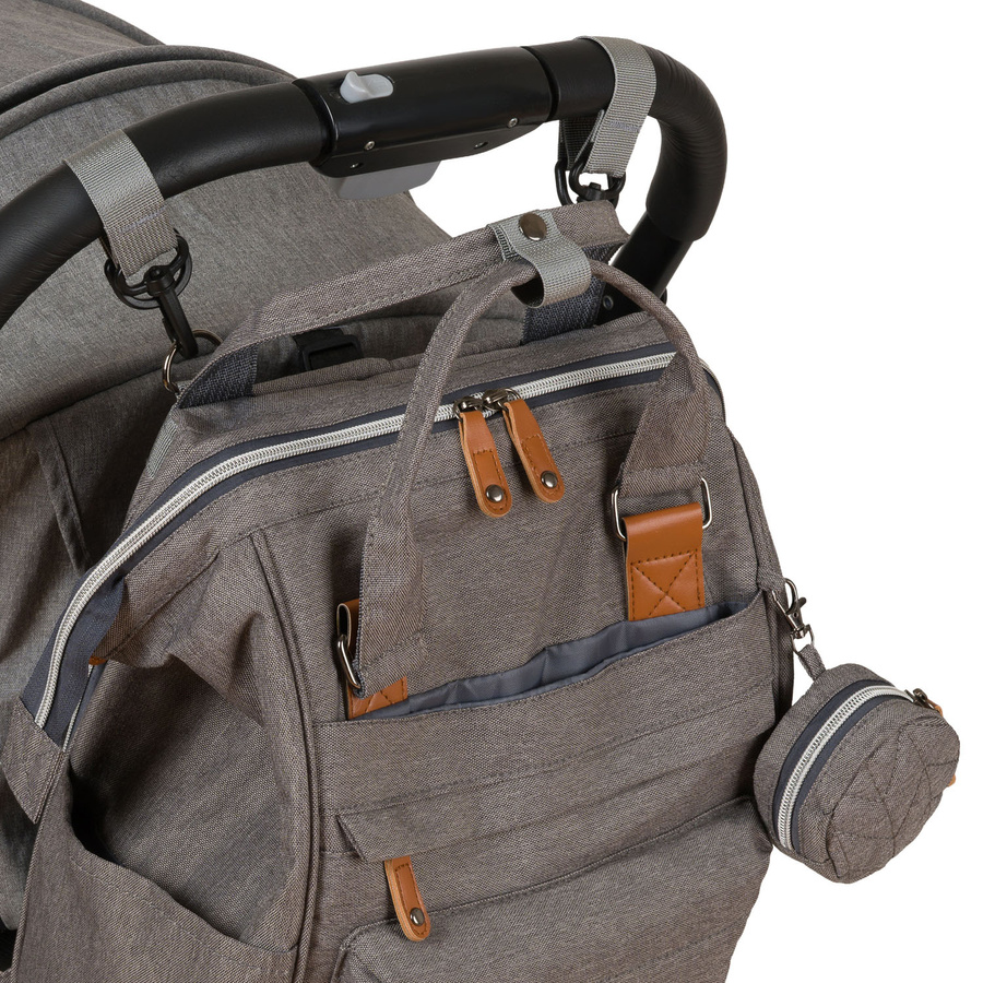 Grauer Rucksack für Mama aus Polyester, mit Reißverschluss, zweiteilig - Peterson – Bild 7