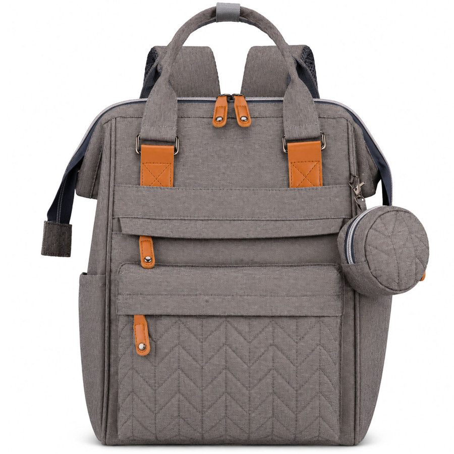 Grauer Rucksack für Mama aus Polyester, mit Reißverschluss, zweiteilig - Peterson – Bild 3