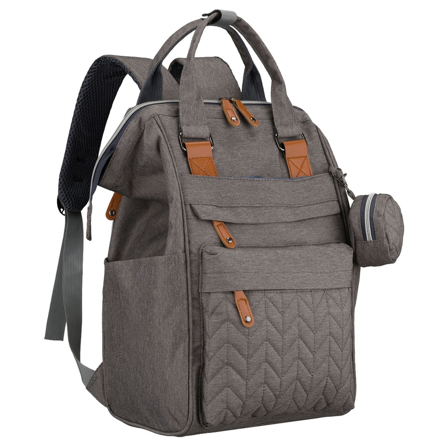 Grauer Rucksack für Mama aus Polyester, mit Reißverschluss, zweiteilig - Peterson