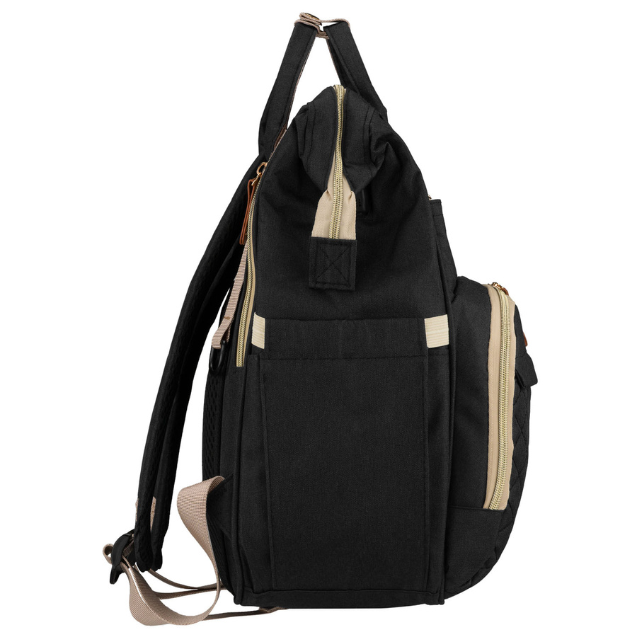 Geräumiger Rucksack für die Mutter aus Polyester in schwarzer Farbe, ausgestattet mit einem Kinderwagenhalter - Peterson – Bild 5