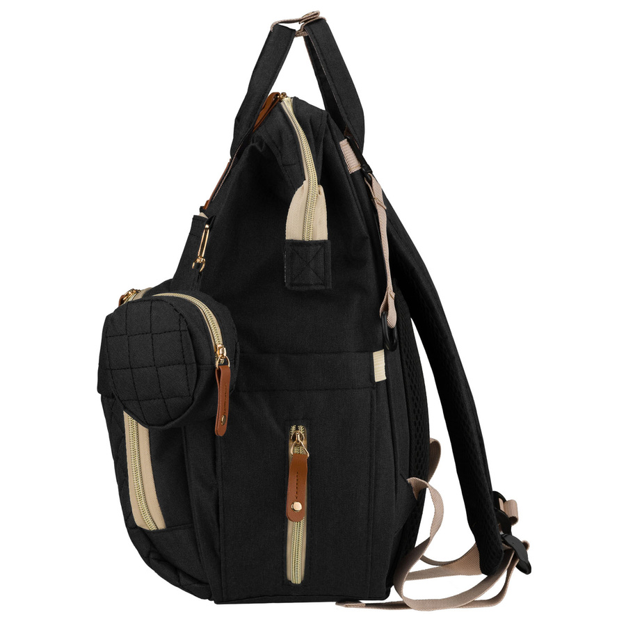 Geräumiger Rucksack für die Mutter aus Polyester in schwarzer Farbe, ausgestattet mit einem Kinderwagenhalter - Peterson – Bild 8