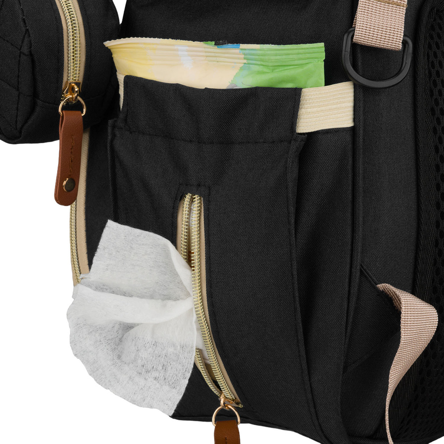 Geräumiger Rucksack für die Mutter aus Polyester in schwarzer Farbe, ausgestattet mit einem Kinderwagenhalter - Peterson – Bild 23