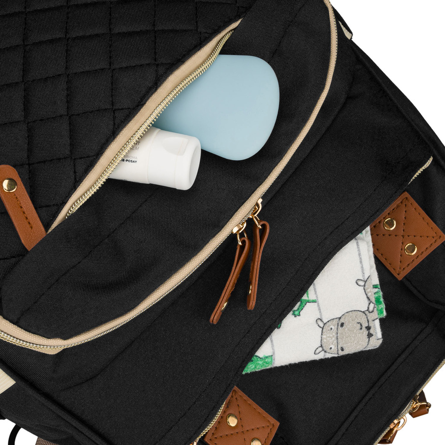 Geräumiger Rucksack für die Mutter aus Polyester in schwarzer Farbe, ausgestattet mit einem Kinderwagenhalter - Peterson – Bild 14