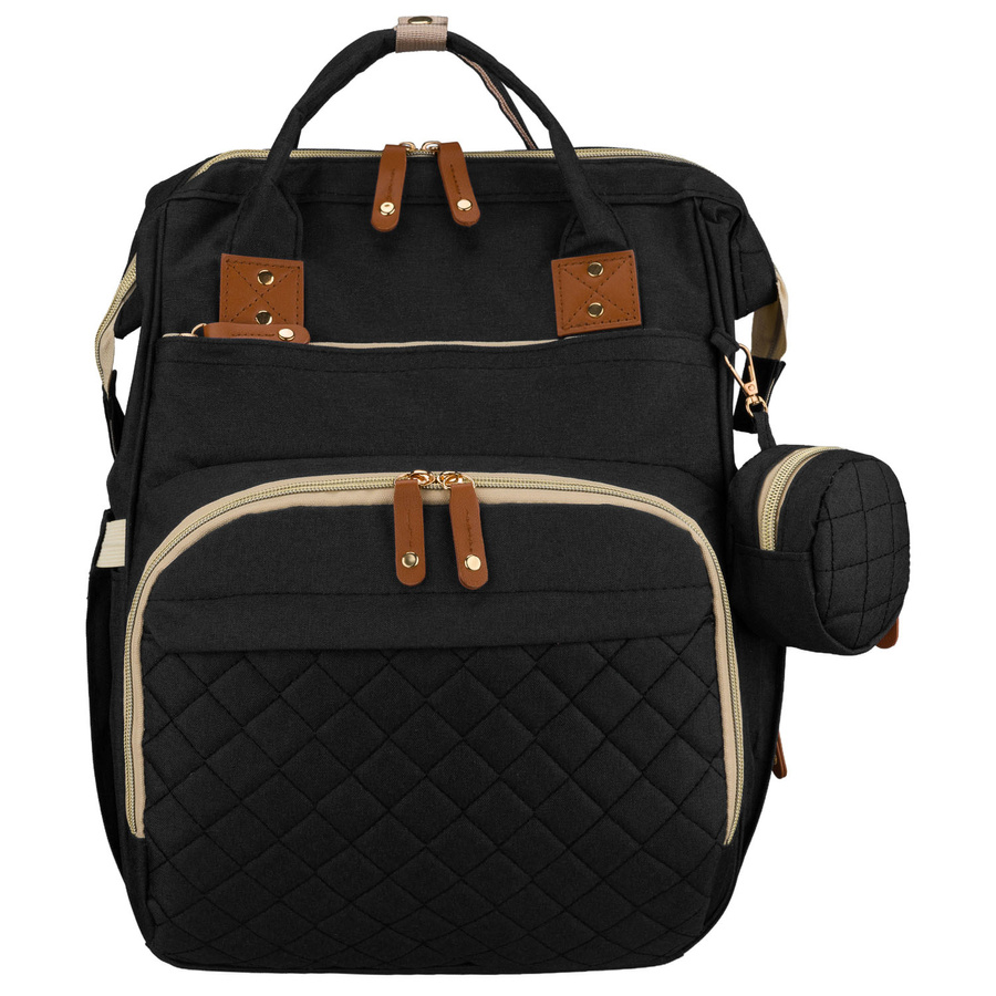 Geräumiger Rucksack für die Mutter aus Polyester in schwarzer Farbe, ausgestattet mit einem Kinderwagenhalter - Peterson – Bild 6