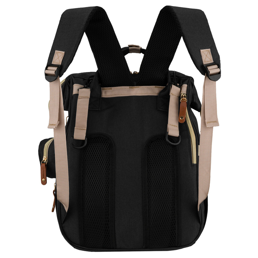 Geräumiger Rucksack für die Mutter aus Polyester in schwarzer Farbe, ausgestattet mit einem Kinderwagenhalter - Peterson – Bild 9