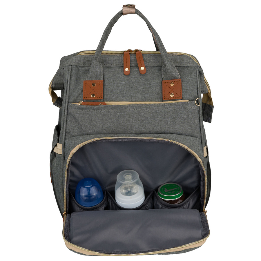 Geräumiger Rucksack für die Mutter aus Polyester in Grau, ausgestattet mit USB-Anschluss - Peterson – Bild 5