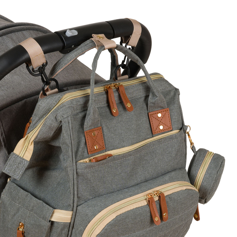 Geräumiger Rucksack für die Mutter aus Polyester in Grau, ausgestattet mit USB-Anschluss - Peterson – Bild 10