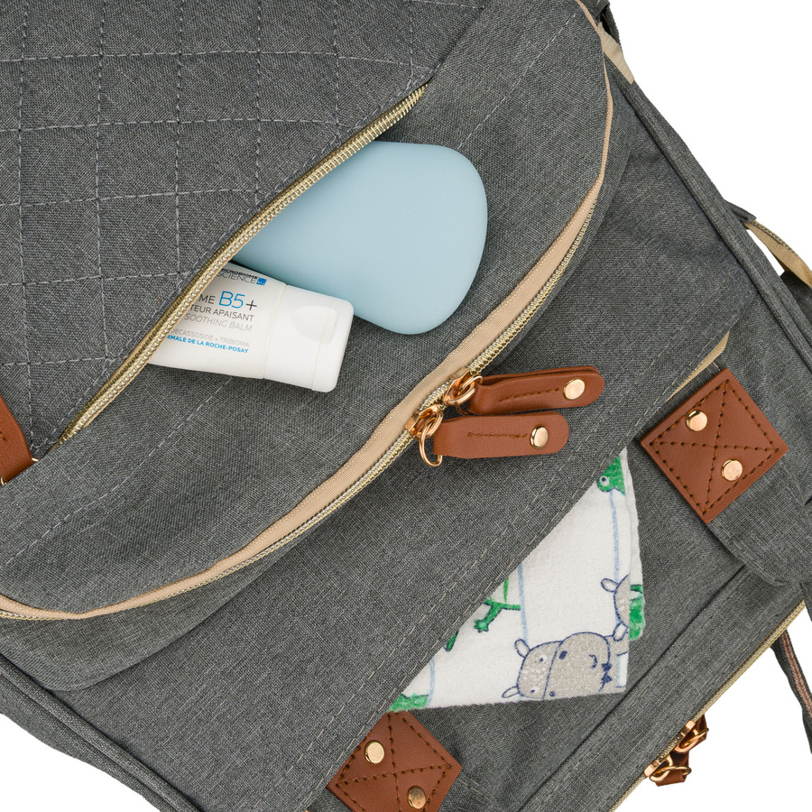 Geräumiger Rucksack für die Mutter aus Polyester in Grau, ausgestattet mit USB-Anschluss - Peterson – Bild 13