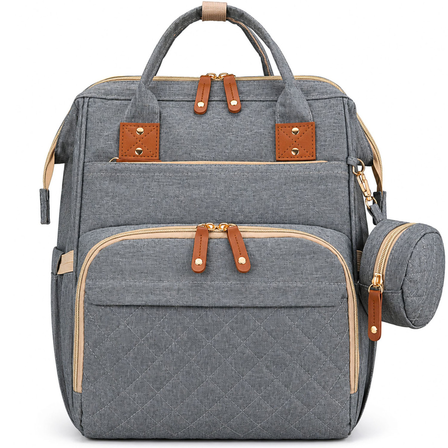 Geräumiger Rucksack für die Mutter aus Polyester in Grau, ausgestattet mit USB-Anschluss - Peterson – Bild 4