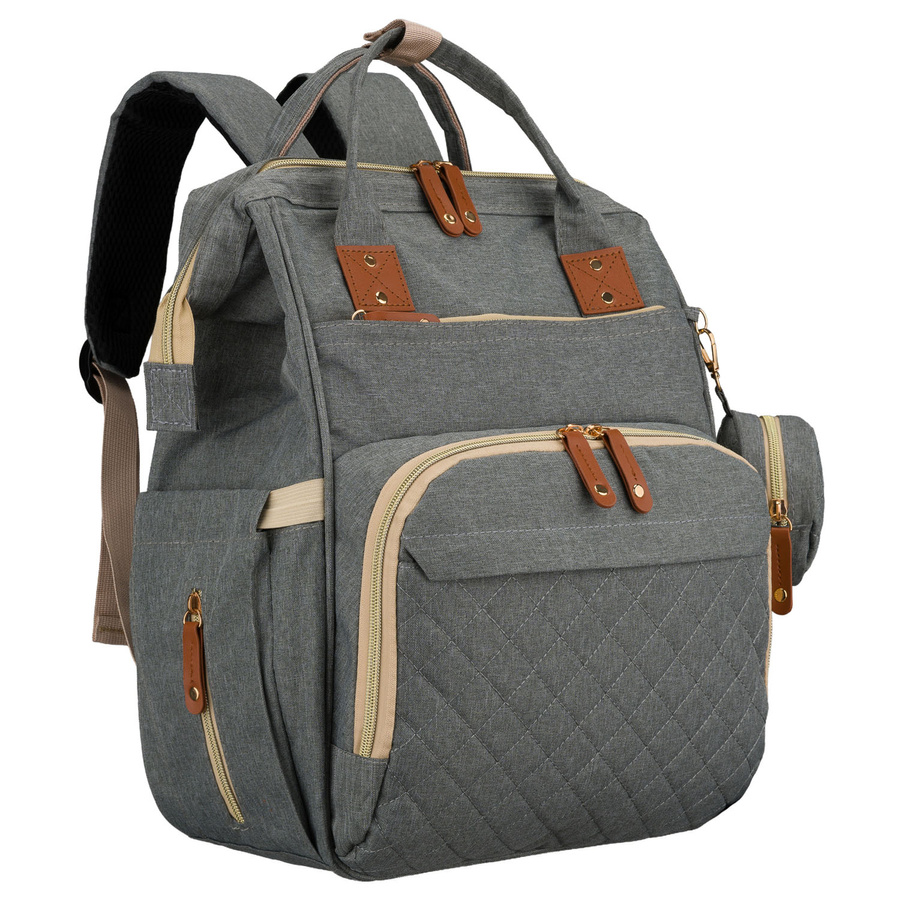 Geräumiger Rucksack für die Mutter aus Polyester in Grau, ausgestattet mit USB-Anschluss - Peterson