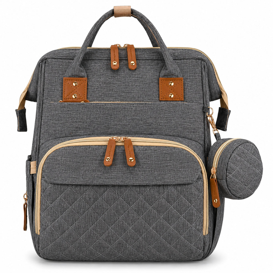 Geräumiger Rucksack für die Mutter aus Polyester in Dunkelgrau, ausgestattet mit USB-Anschluss - Peterson – Bild 3