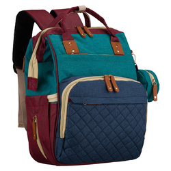 Marineblauer-türkisfarbener Rucksack für Mama aus Polyester mit Reißverschluss – Peterson
