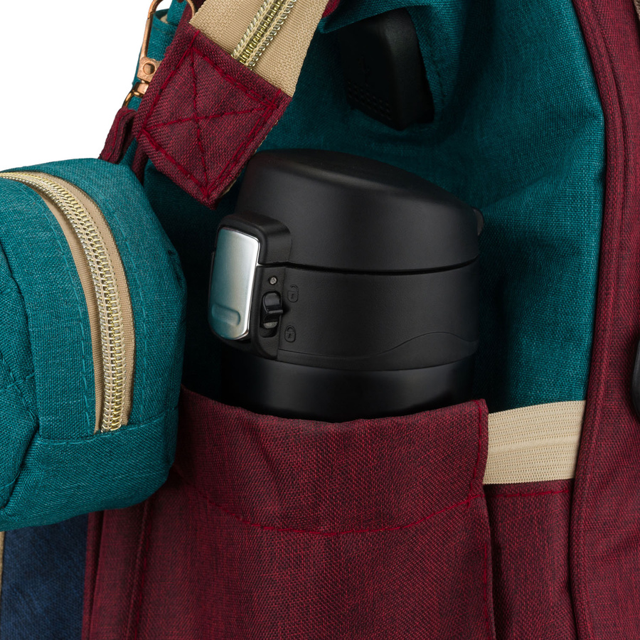 Marineblauer-türkisfarbener Rucksack für Mama aus Polyester mit Reißverschluss - Peterson – Bild 22
