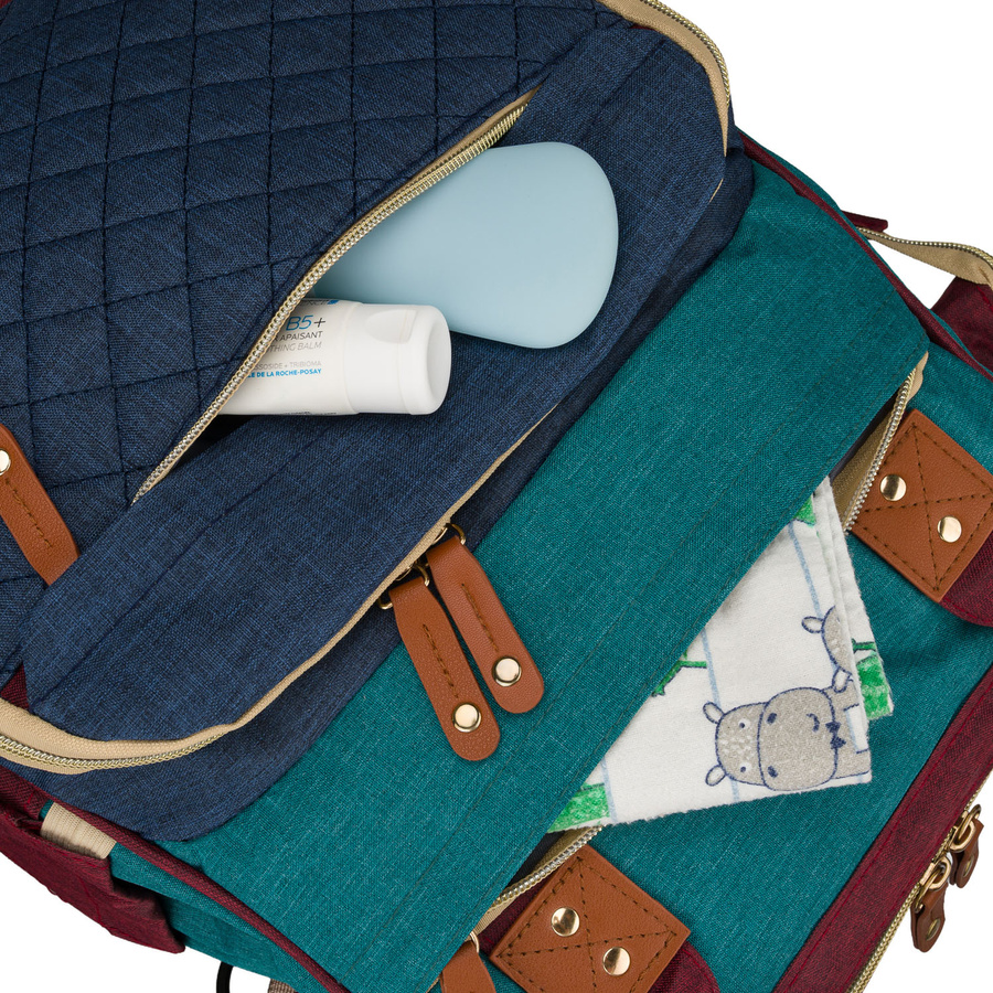 Marineblauer-türkisfarbener Rucksack für Mama aus Polyester mit Reißverschluss - Peterson – Bild 11