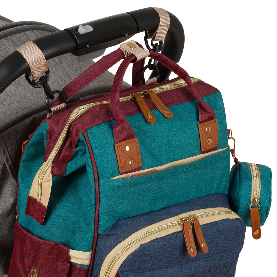 Marineblauer-türkisfarbener Rucksack für Mama aus Polyester mit Reißverschluss - Peterson – Bild 10
