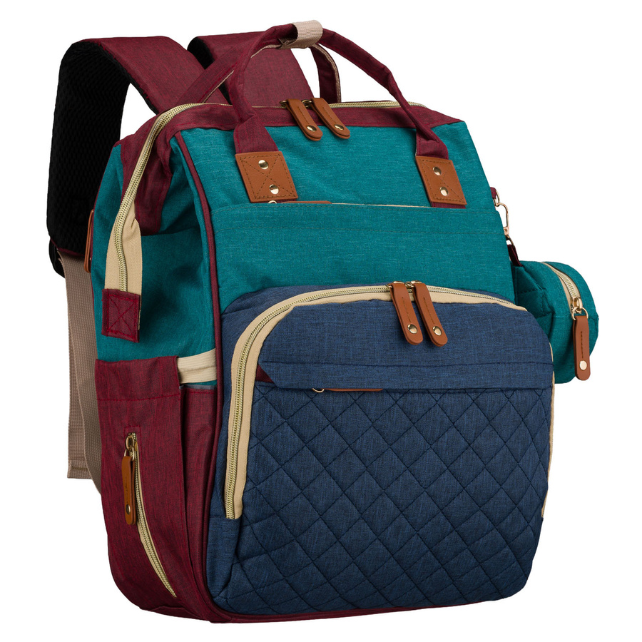 Marineblauer-türkisfarbener Rucksack für Mama aus Polyester mit Reißverschluss - Peterson