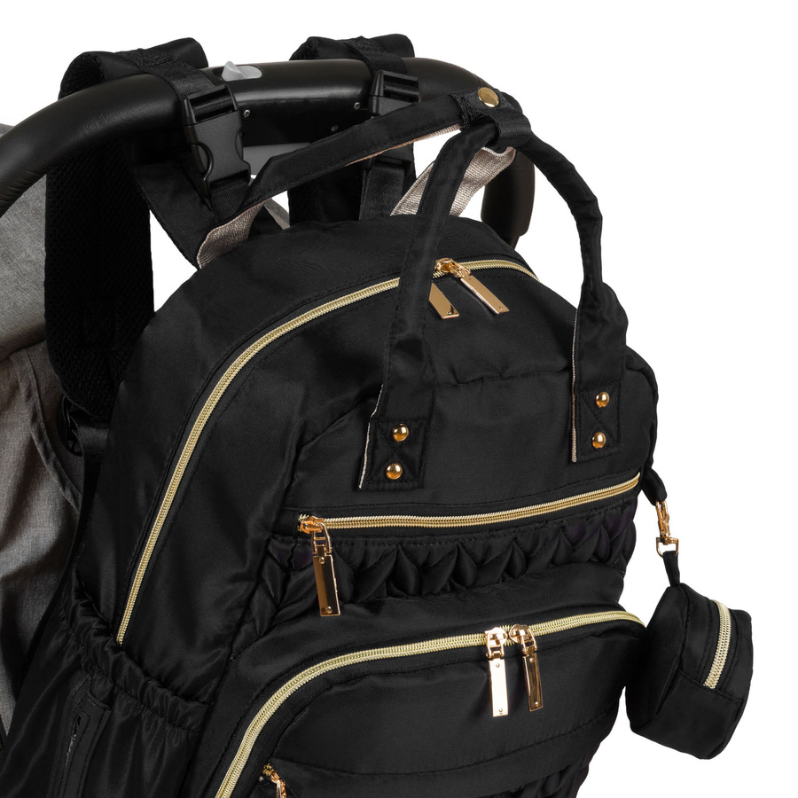 Rucksack für die Mutter aus Polyester in schwarzer Farbe, ausgestattet mit einer Wickelunterlage - Peterson – Bild 14