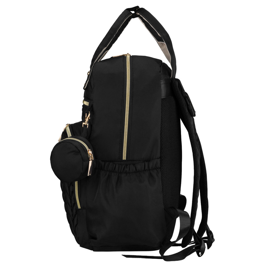 Rucksack für die Mutter aus Polyester in schwarzer Farbe, ausgestattet mit einer Wickelunterlage - Peterson – Bild 8