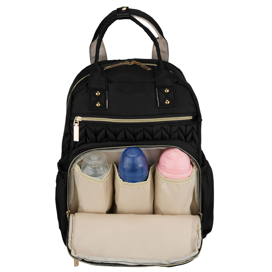 Rucksack für die Mutter aus Polyester in schwarzer Farbe, ausgestattet mit einer Wickelunterlage - Peterson – Bild 7