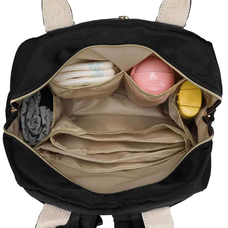 Rucksack für die Mutter aus Polyester in schwarzer Farbe, ausgestattet mit einer Wickelunterlage - Peterson – Bild 16