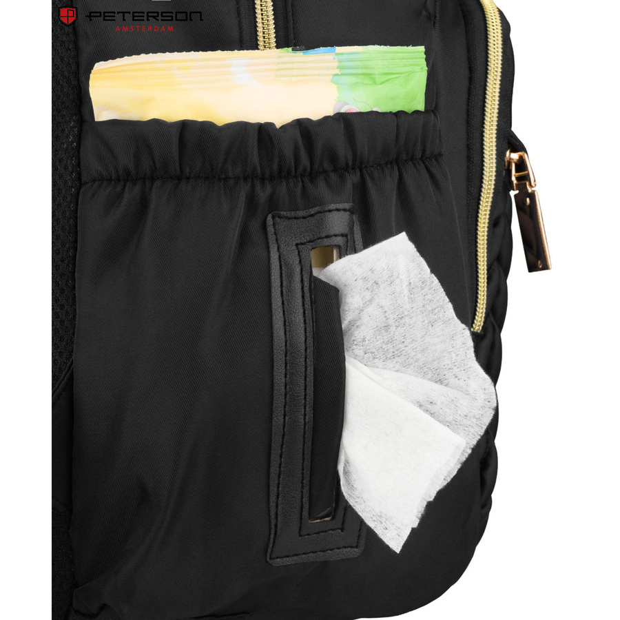 Rucksack für die Mutter aus Polyester in schwarzer Farbe, ausgestattet mit einer Wickelunterlage - Peterson – Bild 24