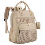 Rucksack für die Mutter aus Polyester in Beige, ausgestattet mit einer Wickelunterlage und einer Befestigung für den Kinderwagen - Peterson