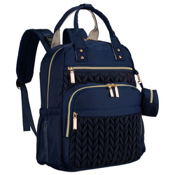 Blauer Rucksack für Mama aus Polyester, ausgestattet mit einer Wickelunterlage und einer kleinen abnehmbaren Tasche – Peterson
