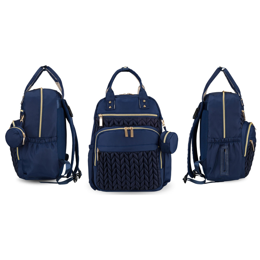 Blauer Rucksack für Mama aus Polyester, ausgestattet mit einer Wickelunterlage und einer kleinen abnehmbaren Tasche - Peterson – Bild 8