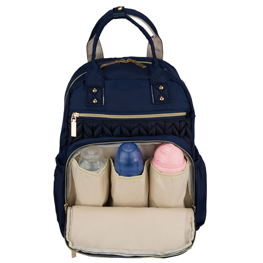 Blauer Rucksack für Mama aus Polyester, ausgestattet mit einer Wickelunterlage und einer kleinen abnehmbaren Tasche - Peterson – Bild 5