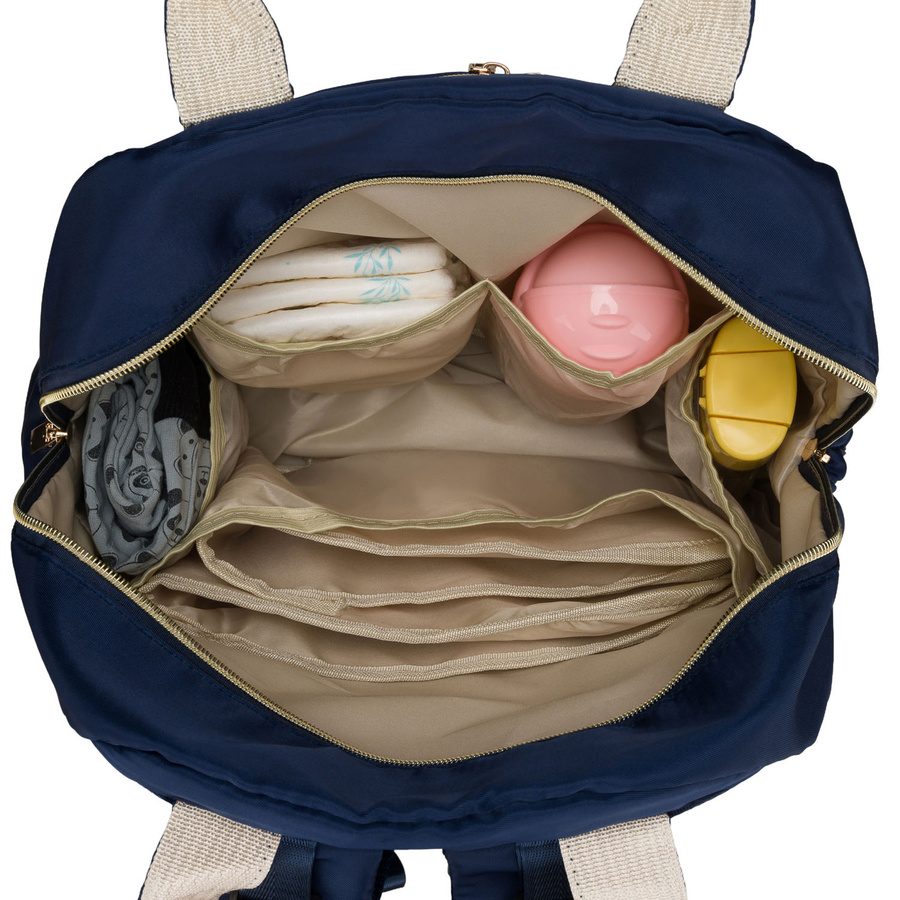Blauer Rucksack für Mama aus Polyester, ausgestattet mit einer Wickelunterlage und einer kleinen abnehmbaren Tasche - Peterson – Bild 19