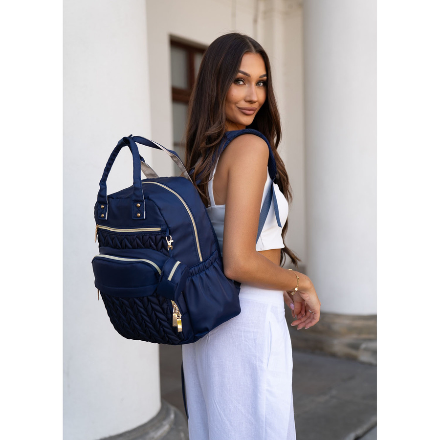 Blauer Rucksack für Mama aus Polyester, ausgestattet mit einer Wickelunterlage und einer kleinen abnehmbaren Tasche - Peterson – Bild 10
