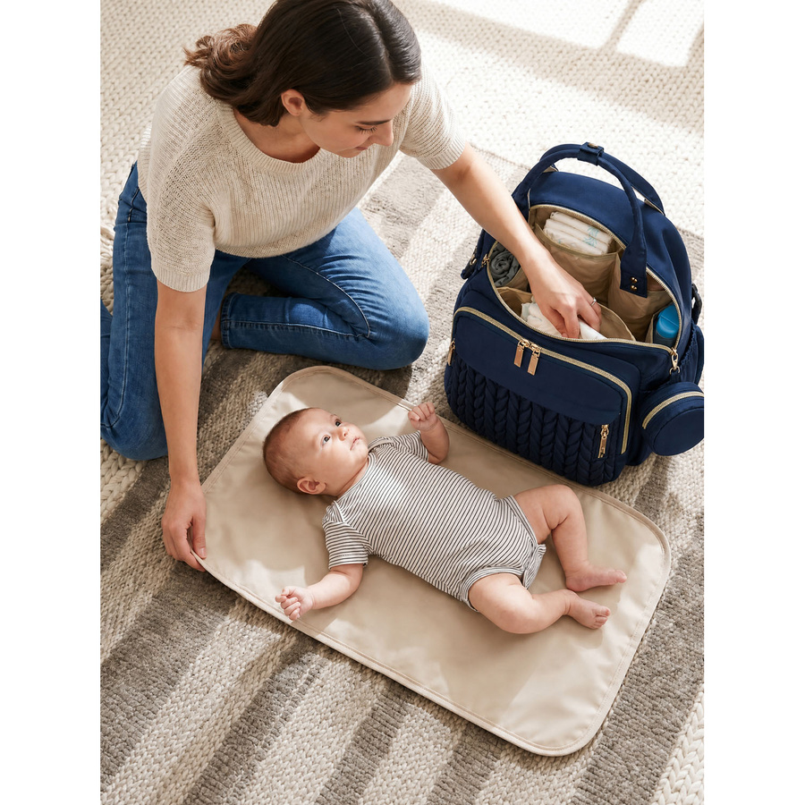 Blauer Rucksack für Mama aus Polyester, ausgestattet mit einer Wickelunterlage und einer kleinen abnehmbaren Tasche - Peterson – Bild 7