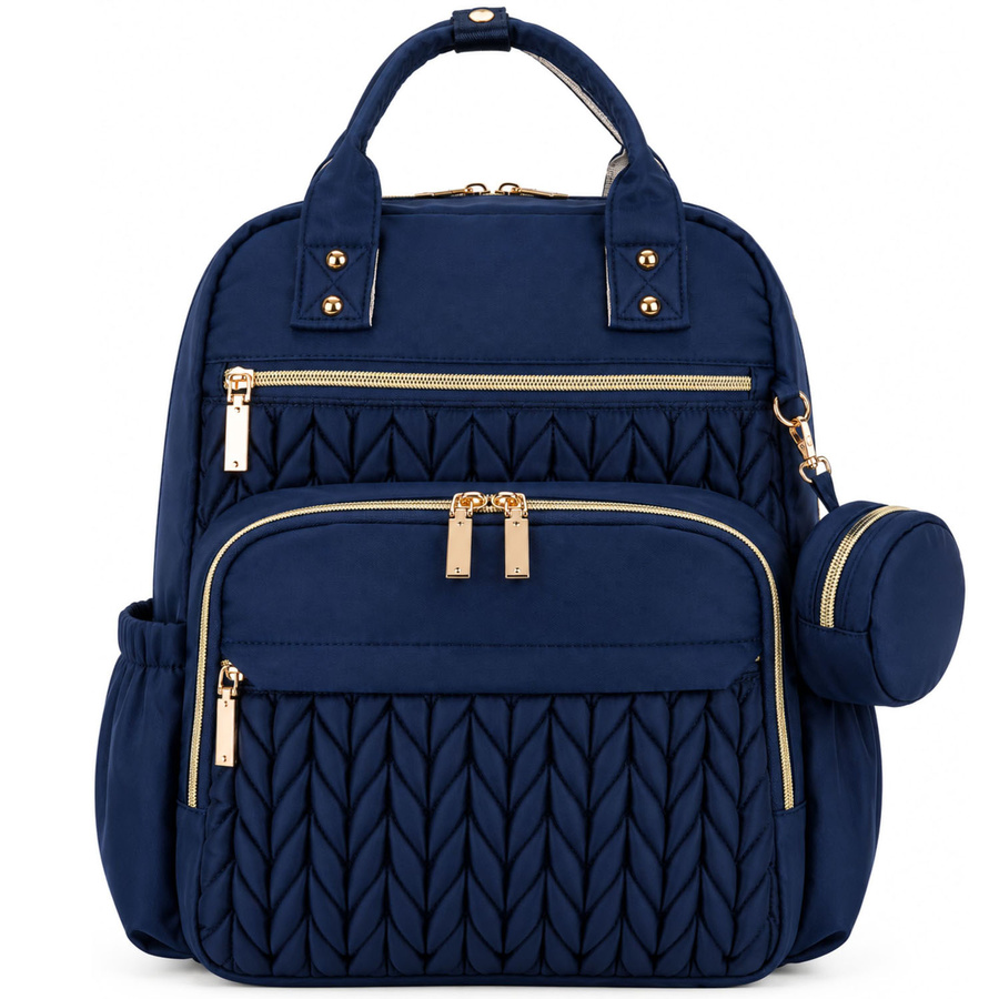 Blauer Rucksack für Mama aus Polyester, ausgestattet mit einer Wickelunterlage und einer kleinen abnehmbaren Tasche - Peterson – Bild 3