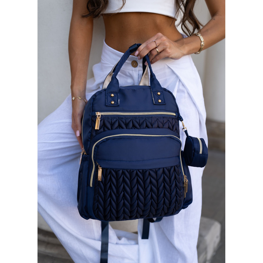 Blauer Rucksack für Mama aus Polyester, ausgestattet mit einer Wickelunterlage und einer kleinen abnehmbaren Tasche - Peterson – Bild 11
