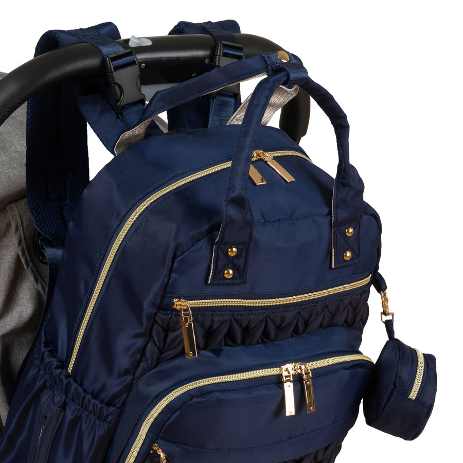 Blauer Rucksack für Mama aus Polyester, ausgestattet mit einer Wickelunterlage und einer kleinen abnehmbaren Tasche - Peterson – Bild 15