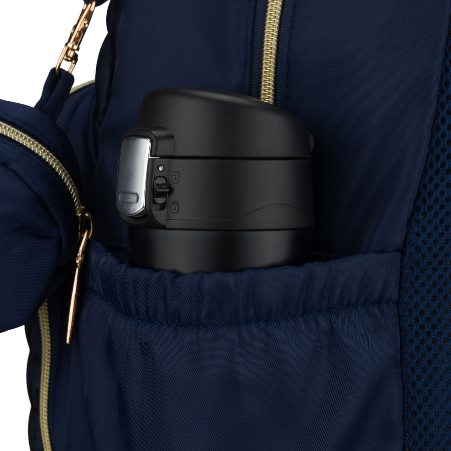 Blauer Rucksack für Mama aus Polyester, ausgestattet mit einer Wickelunterlage und einer kleinen abnehmbaren Tasche - Peterson – Bild 25