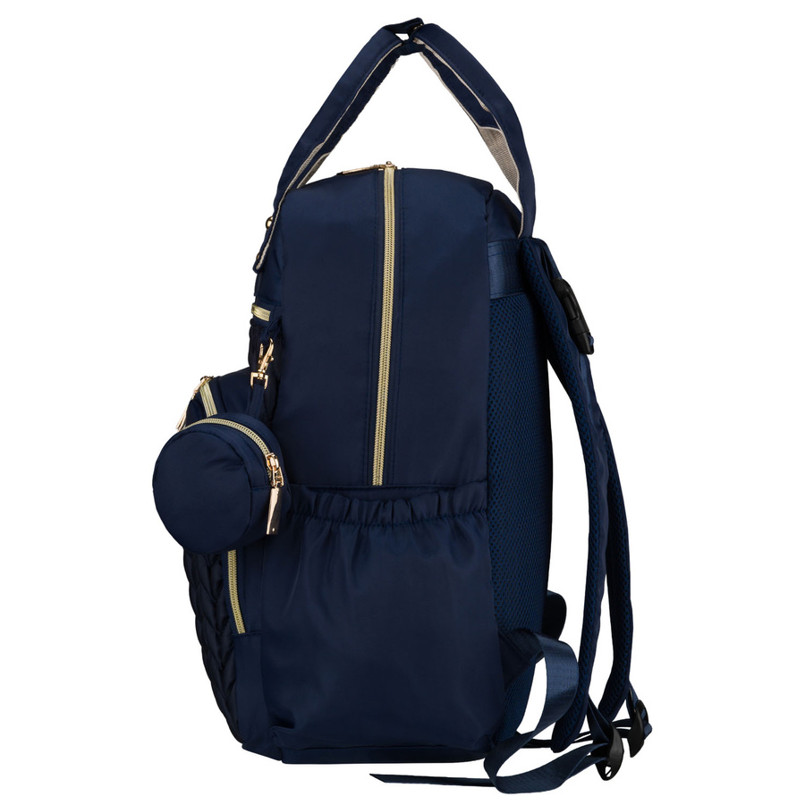 Blauer Rucksack für Mama aus Polyester, ausgestattet mit einer Wickelunterlage und einer kleinen abnehmbaren Tasche - Peterson – Bild 6