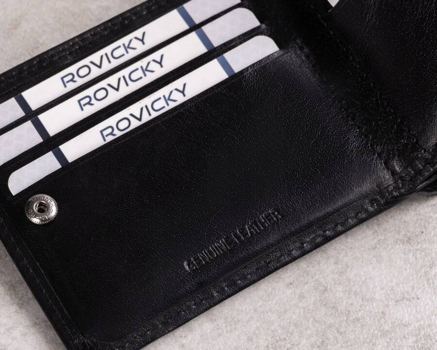 Herren-Geldbörse aus Leder mit RFID-System, verschließbar mit Druckknopf - Rovicky – Bild 5