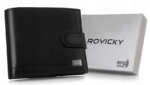 Herren-Geldbörse aus Leder mit RFID-System, verschließbar mit Druckknopf - Rovicky