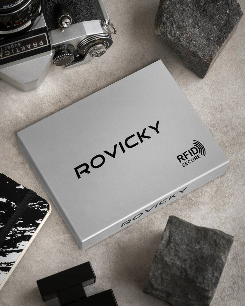 Herren-Geldbörse aus Leder mit RFID-System, verschließbar mit Druckknopf - Rovicky – Bild 11