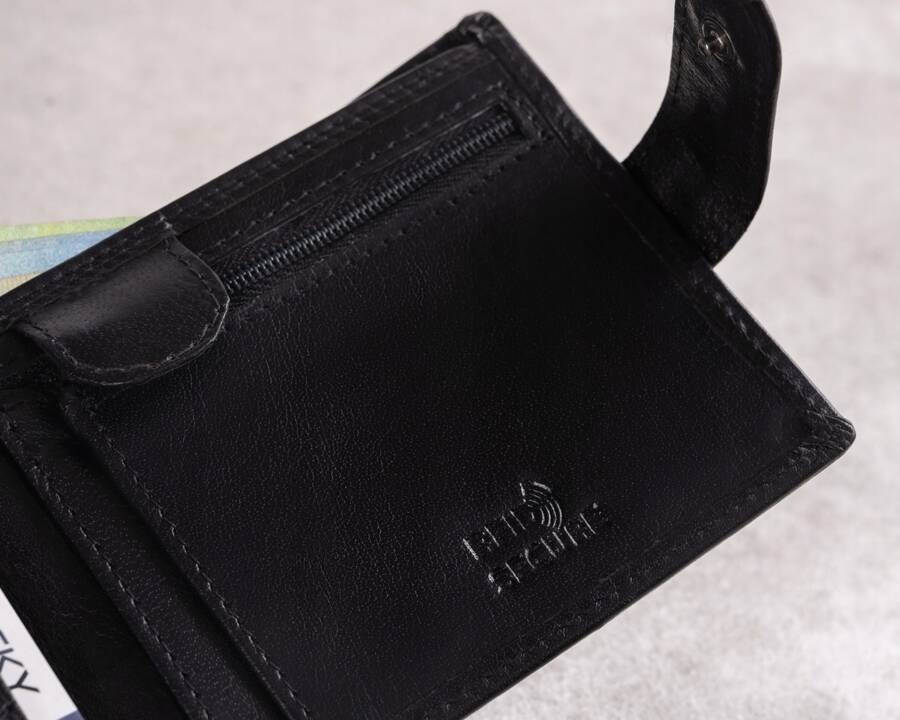 Herren-Geldbörse aus Leder mit RFID-System, verschließbar mit Druckknopf - Rovicky – Bild 6